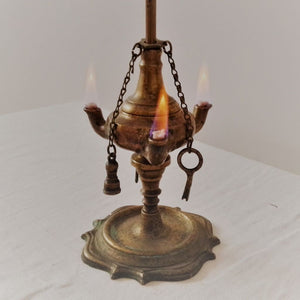 antique brass whale oil lamp from French Originals NZ