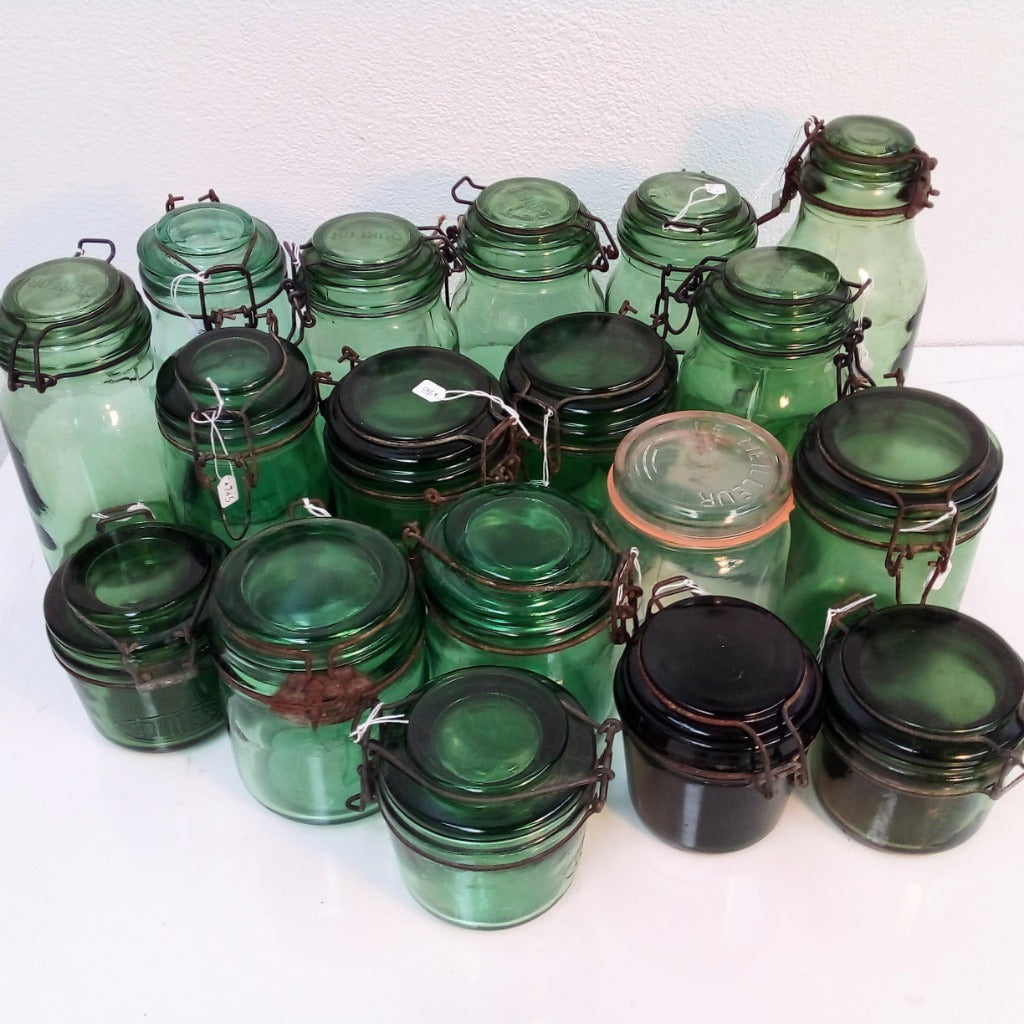Collection of French vintage preserving jars at French Originals NZ