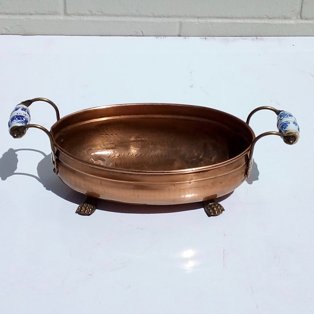 French copper jardiniere with porcelain handles at French Originals NZ