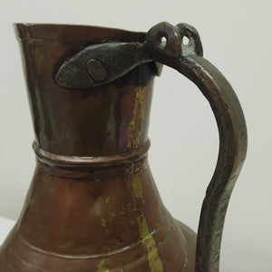 Antique French copper jug hand forged rivets brass handle from French Originals NZ