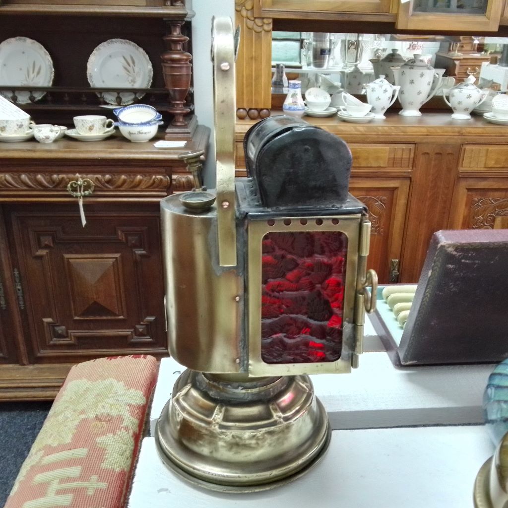 antique French railway lamp red glass at French Originals NZ