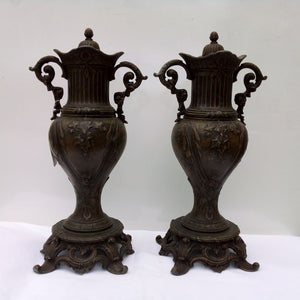 A pair of decorative French antique mntle urns at French Originals NZ