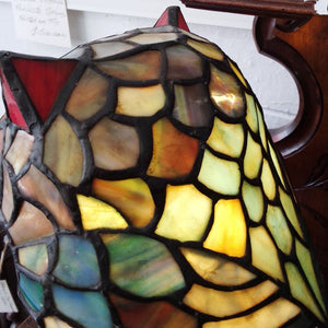 break in panel of leadlight owl lamp at French Originals NZ