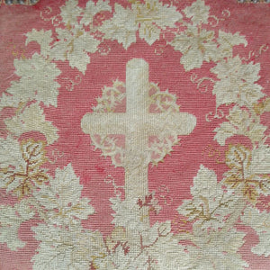 Close up of cross on upholstery of antique French chair at French Originals NZ