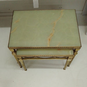Creamy marble top on French Napoleon III brass table at French Originals NZ