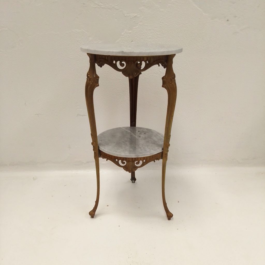 French bronze and marble 3 leg side table at French Originals NZ