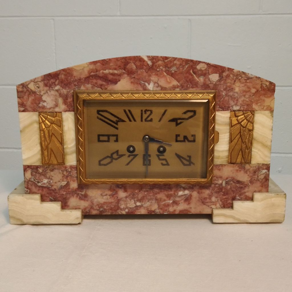 French antique art deco marble mantle clock from French Originals NZ