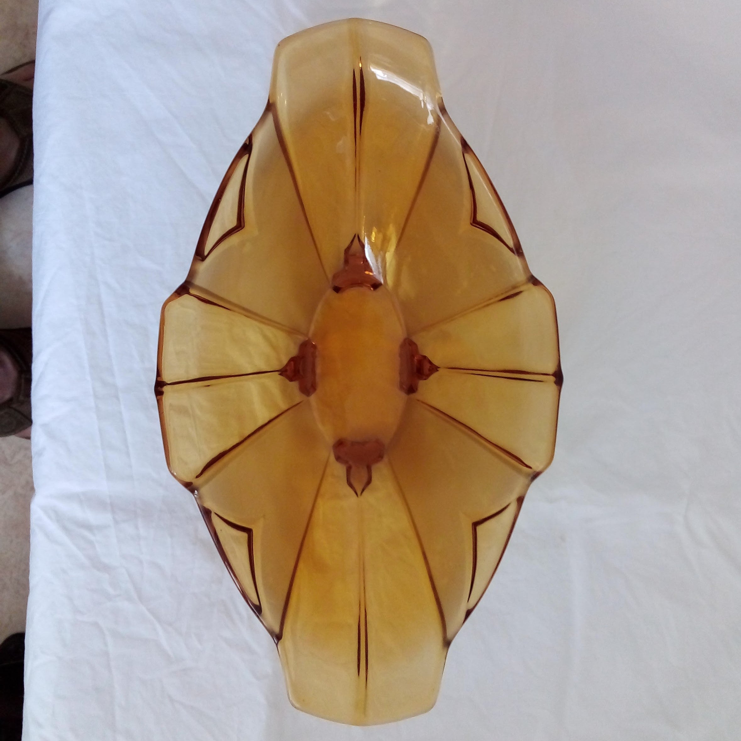 French Art Deco Amber glass bowl at French Originals NZ