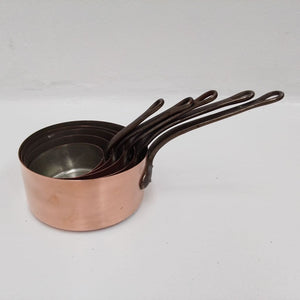 French Vintage Copper Pots set of five at French Originals NZ