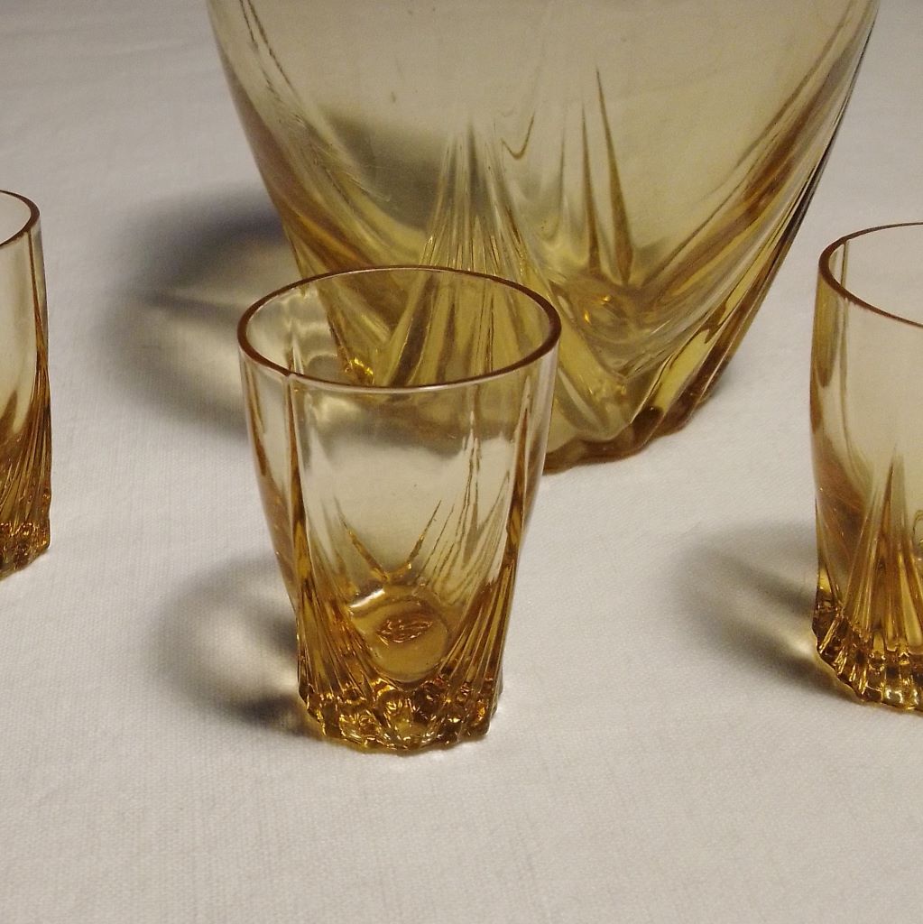 French vintage amber glass aperitif glass from French Originals NZ