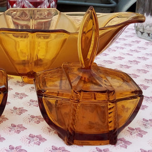 French vintage amber glass trinket bowl at French Originals NZ