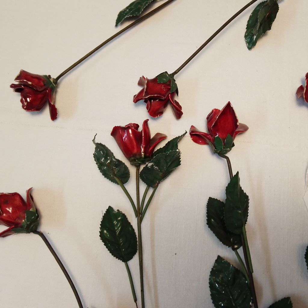 French Vintage ceramic red roses from French Originals NZ