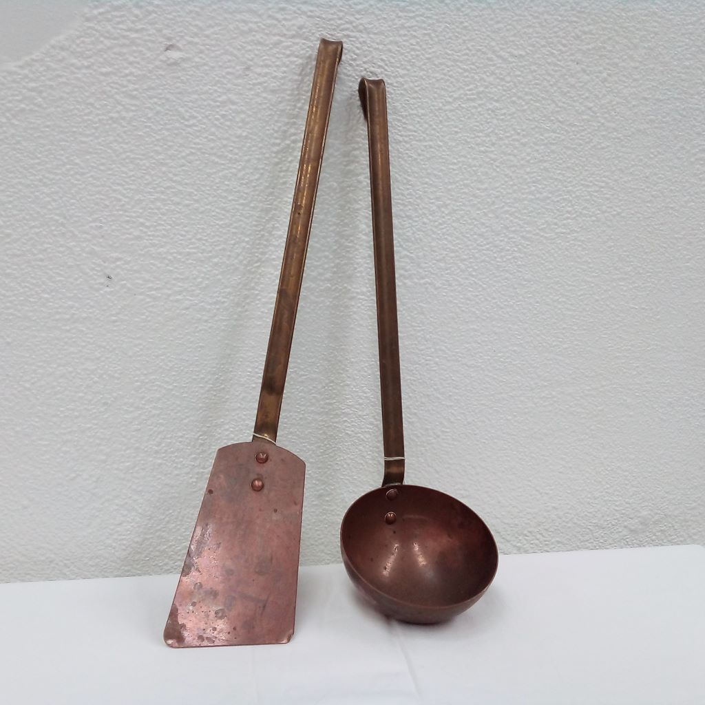 French vintage copper kitchen laddle and spatula at French Originals NZ