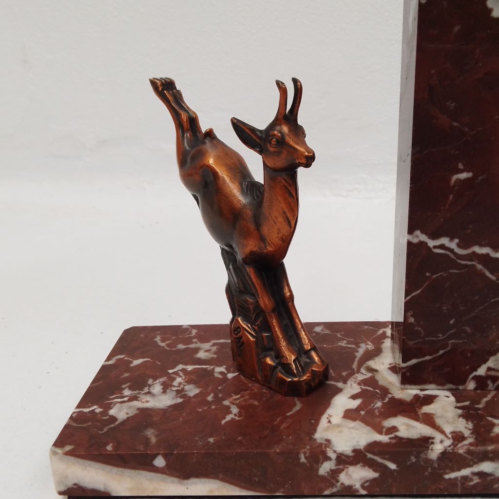 French vintage leaping deer on marble base at French Originals NZ
