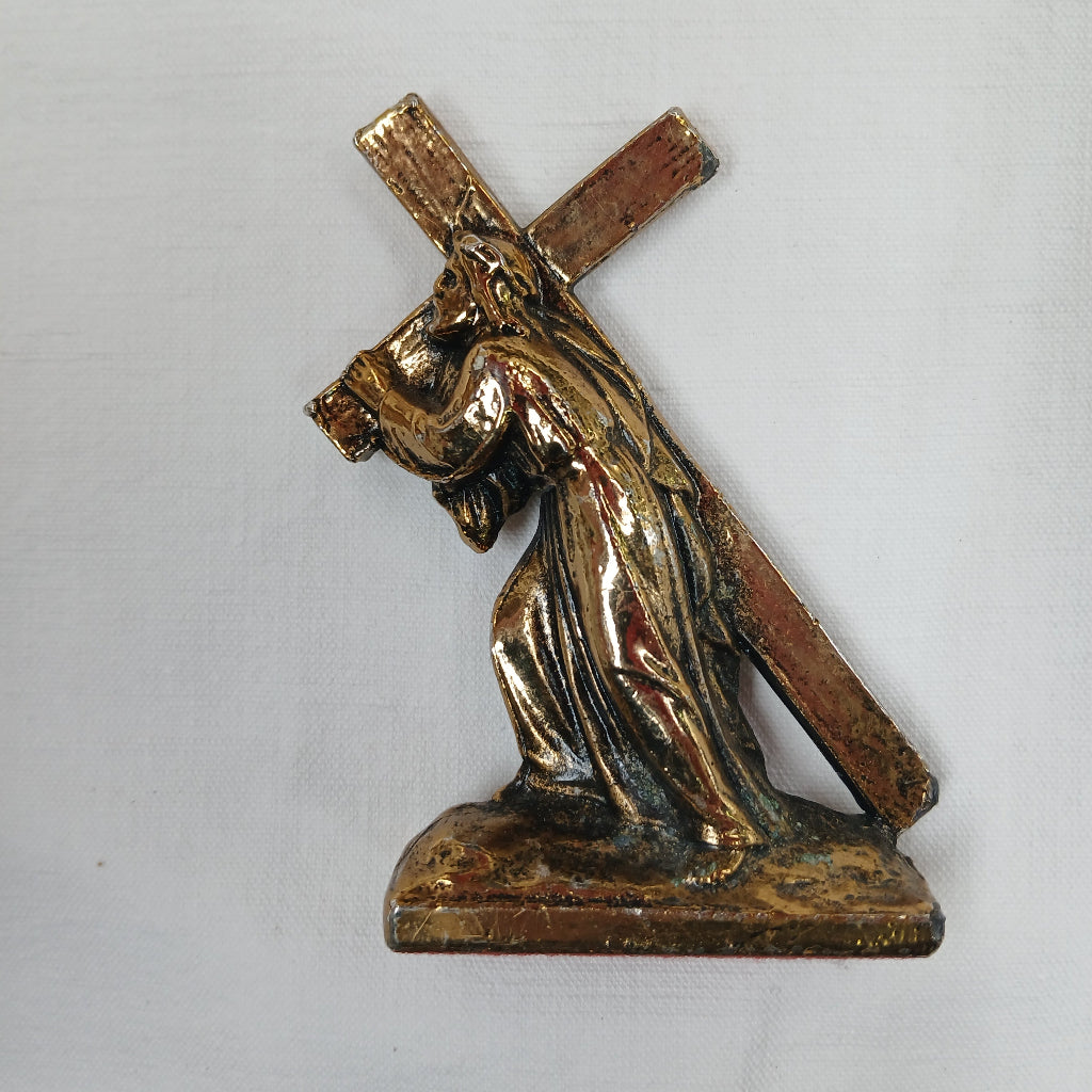 Made in France small golden jesus statue at French Originals Antiques 