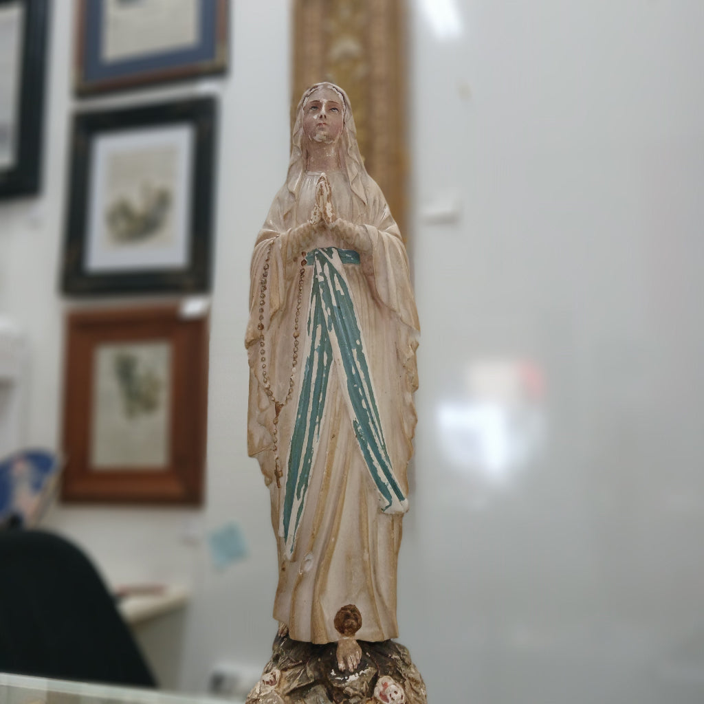 French Our Lady of Lourdes plaster statue at French Originals Antiques NZ