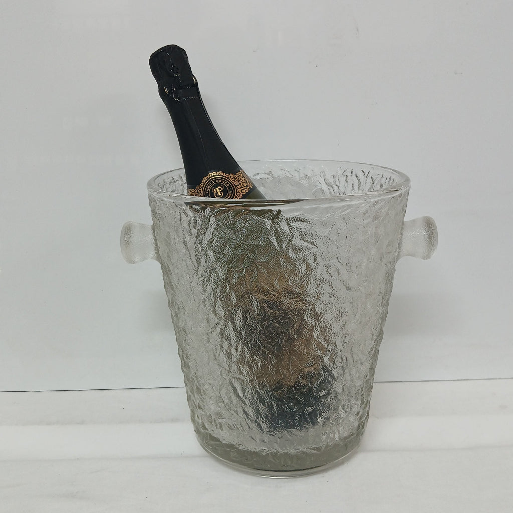 Patterned glass wine bucket with bottle in on a white surface at French Originals antiques