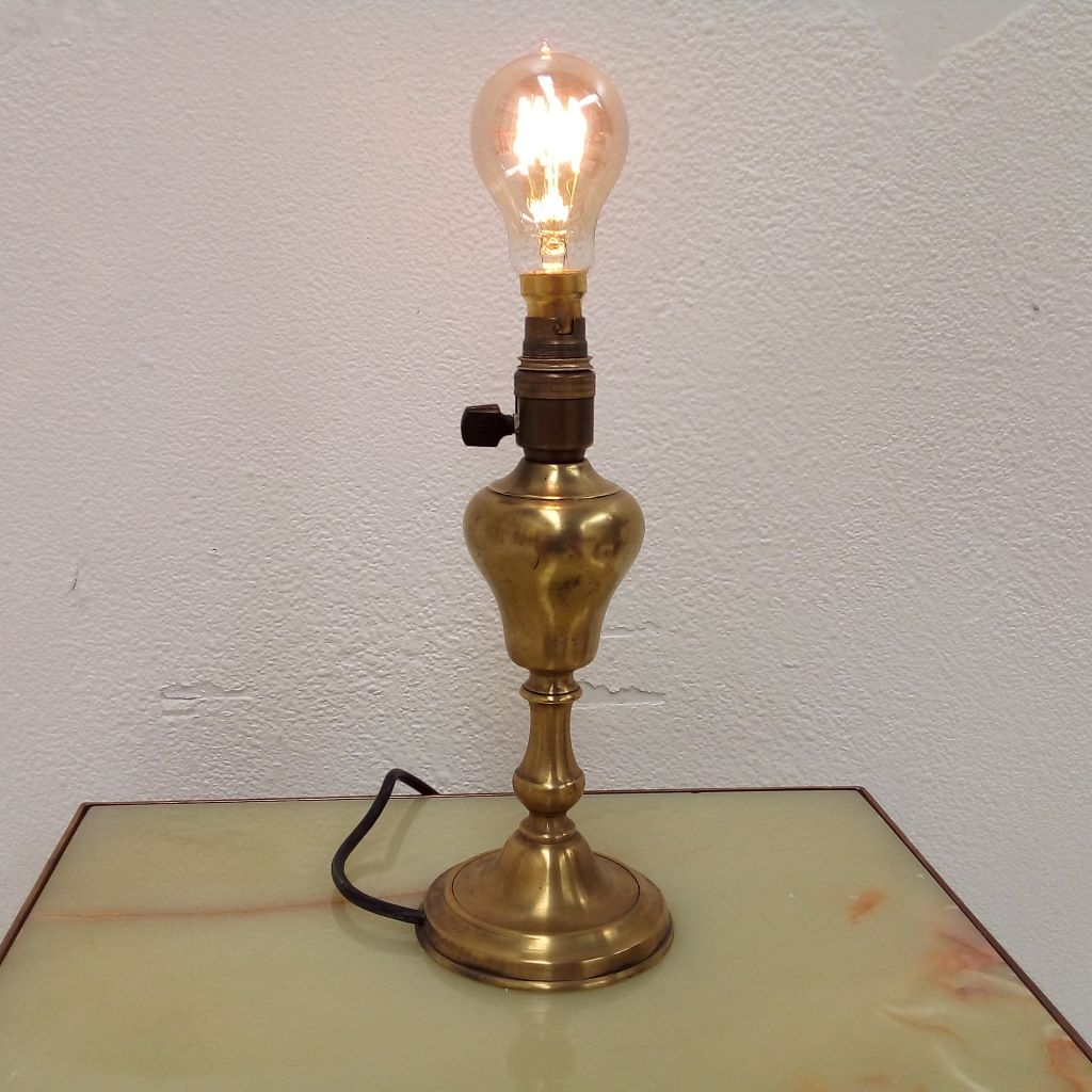 French antique brass whale oil lamp now electric at French Originals NZ
