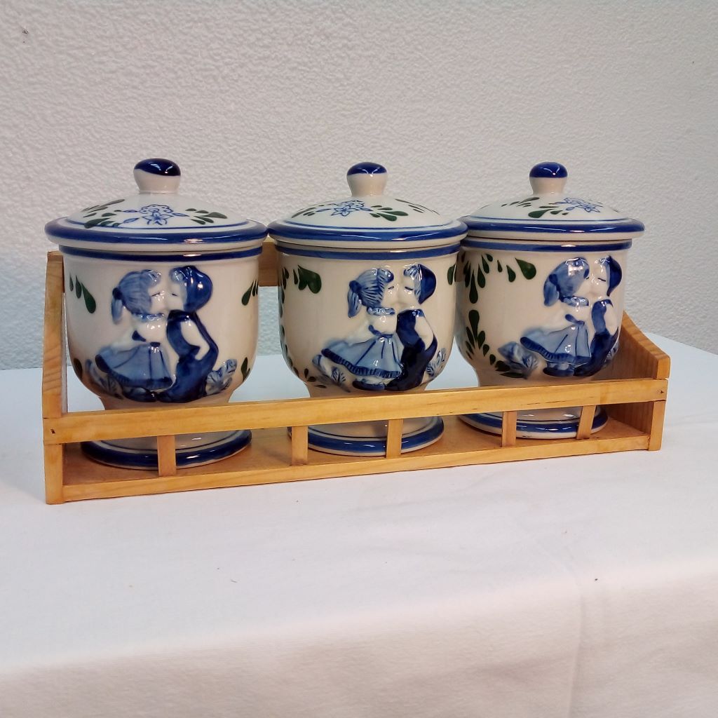 French ceramic storage jars on rack at French Originals NZ