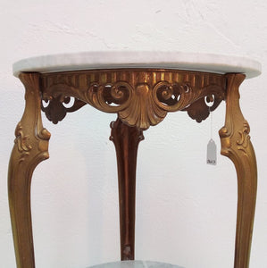 French marble and bronze sidetable top  apron with scallop shell motif