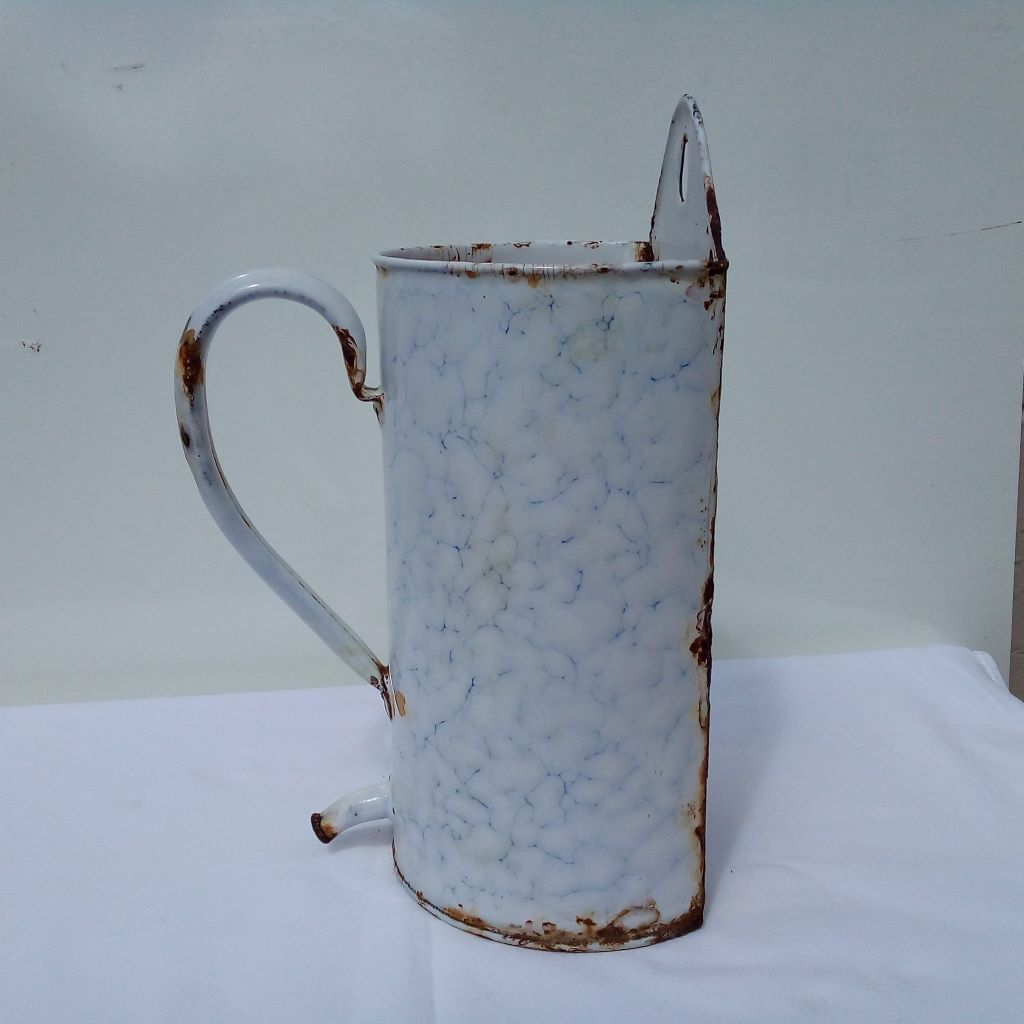 French vintage blue and white enamel jug at French Originals NZ