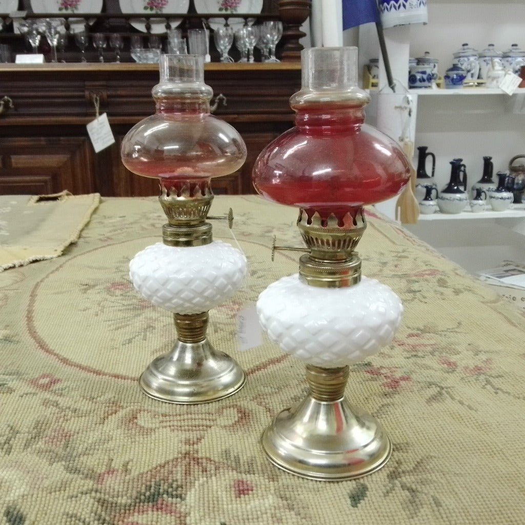 Vintage ceramic oil lamps at French Originals NZ