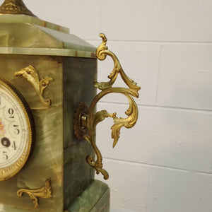 Ormolu detail on side of French Antique mantle clock from French Originals NZ