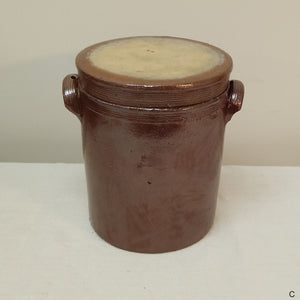 vintage French dark brown salting pot with lid from French Originals NZ