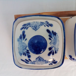 ceramic lid blue pattern on storage jar at French Originals NZ
