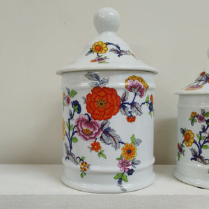 close up of bright flowers on Limoges porcelain jar at French Originals NZ