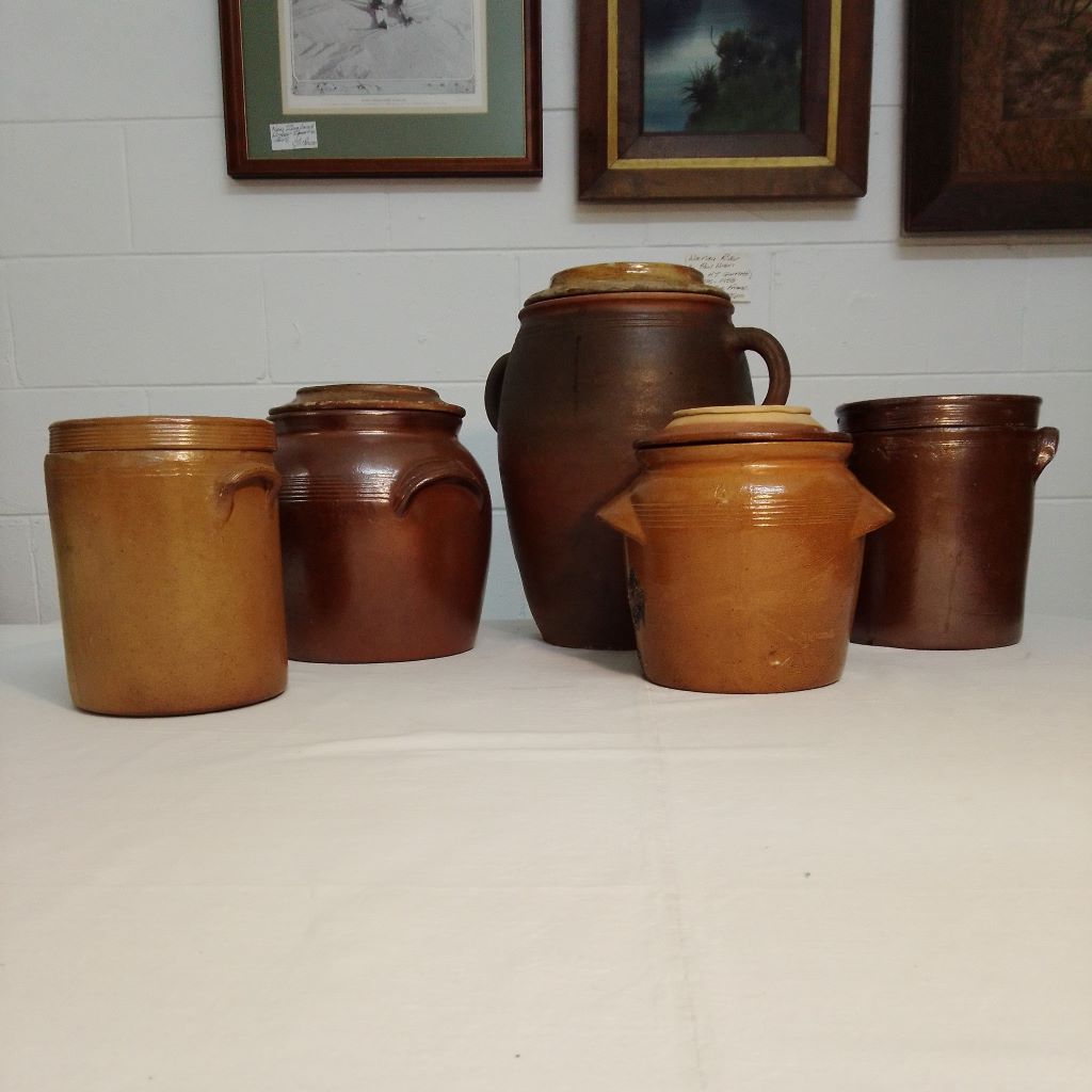 five antique and vintage French salting pots from French Originals NZ