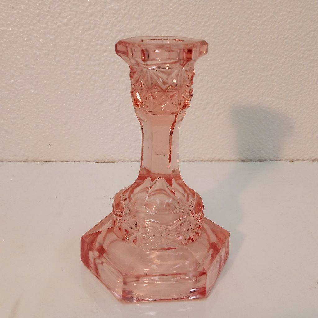 French antique pink glass candle holder at French Originals NZ
