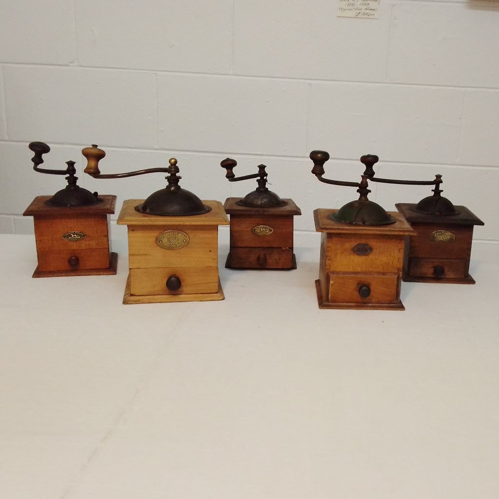 group of French vintage coffee grinders from French Originals NZ