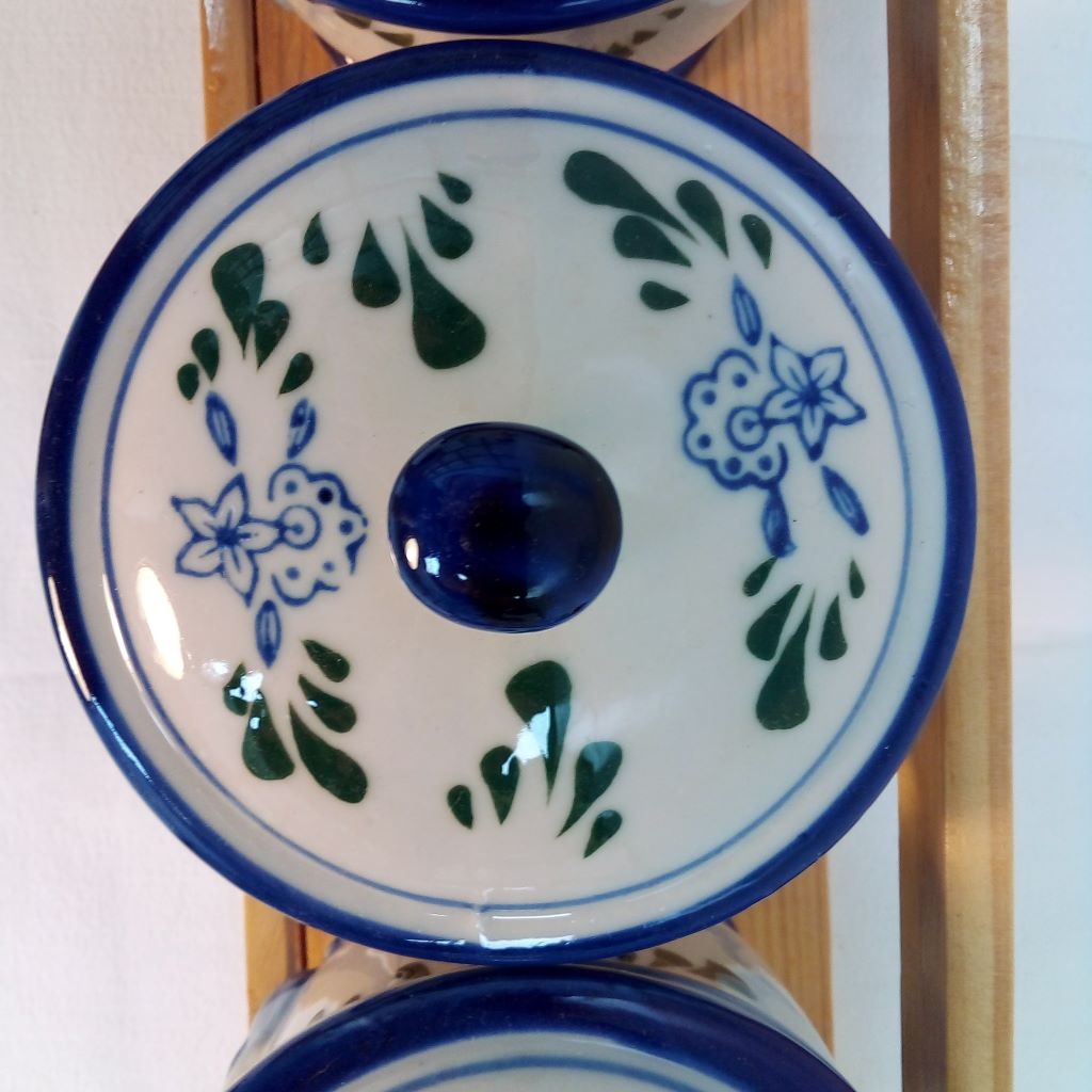 lid of French kitchen jar blue flowers at French Originals NZ