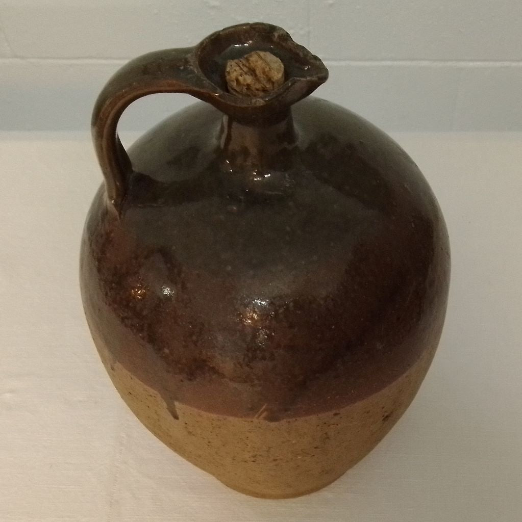 old cork and dark brown glaze of French antique jug from French Originals NZ