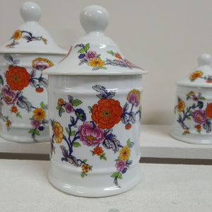 orange yellow and pink flowers on Limoges porcelain jars at French Originals  NZ