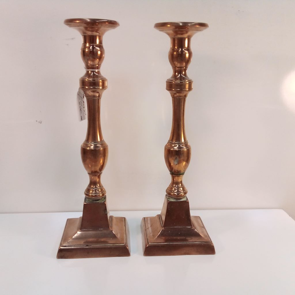 pair of French antique brass candlesticks at French Originals NZ