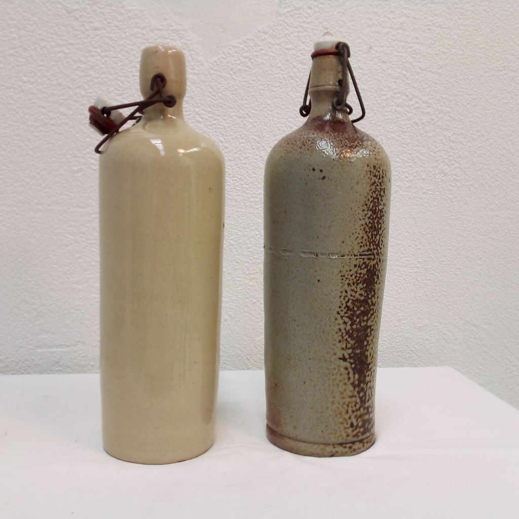 pair of old French stoneware bottles at French Originals NZ