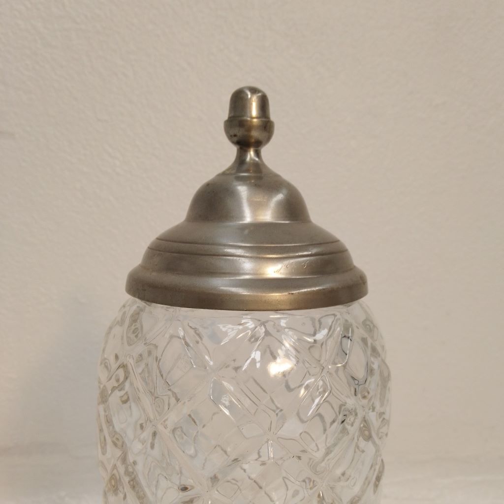 pewter lid of French antique absinthe decanter at French Originals NZ