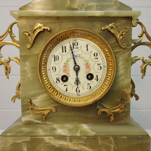 porcelain and enamel clock face French antique mantle clock from French Originals NZ