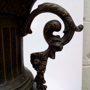 scrolling handles of antique French spelter urn at French Originals NZ