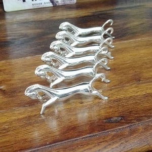 six galloping silver French vintage horse knife rests at French Originals NZ