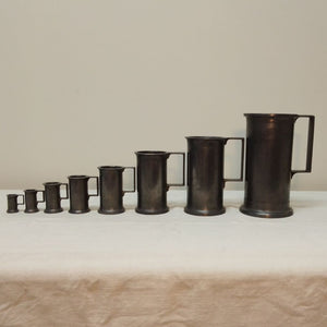 8 antique french pewter measuring cups from French Originals NZ