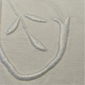 close up of french vintage sheet embroidery from French Originals NZ
