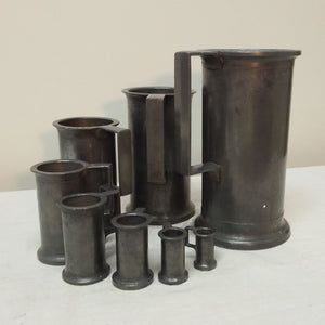 French Antique pewter cup set of 8 from French Originals NZ