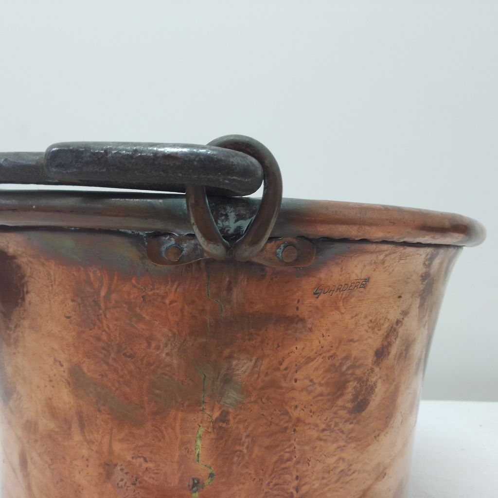 French Vintage goardere copper cauldron handle detail from French Originals NZ