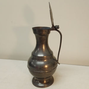 French Antique pewter wine jug with lid open from French Originals NZ