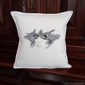 Handmade embroidered linen cushion cover NZ