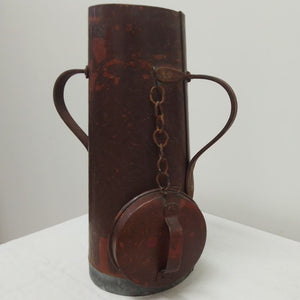 Lid and chain hanging on French vintage copper milk churn from French Originals NZ