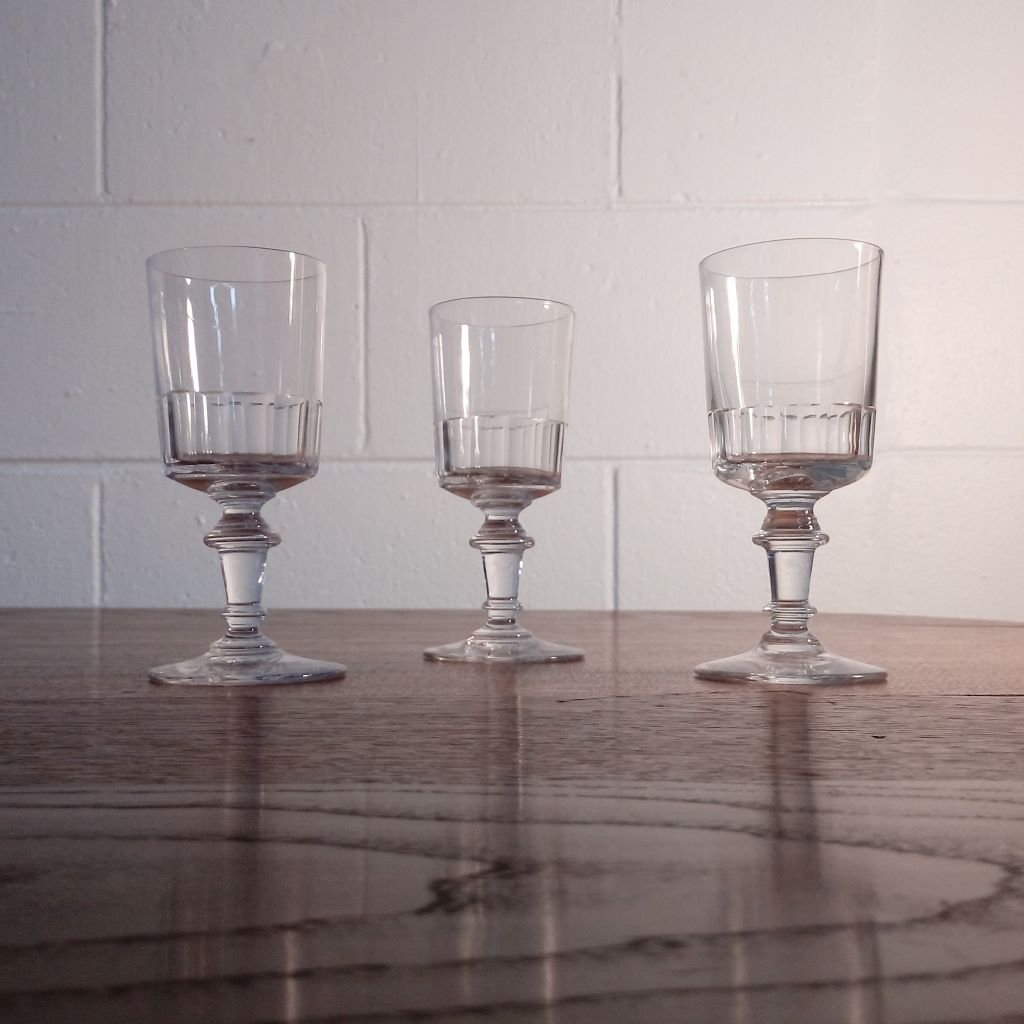 Three vintage calvados glasses from French Originals NZ